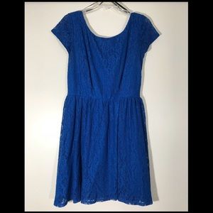 Blue Lace Overlay Dress